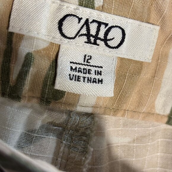 Camo Print Womens Cropped Pants Size 12 By Cato With Drawstring Waist & Pockets - Picture 4 of 10